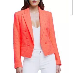L’AGENCE Brooke Boucle Double Breasted Crop Blazer Size 14